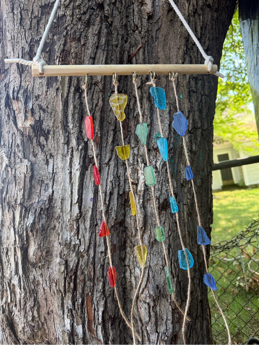 Handmade Sea Glass Wind Chime - Multicolor